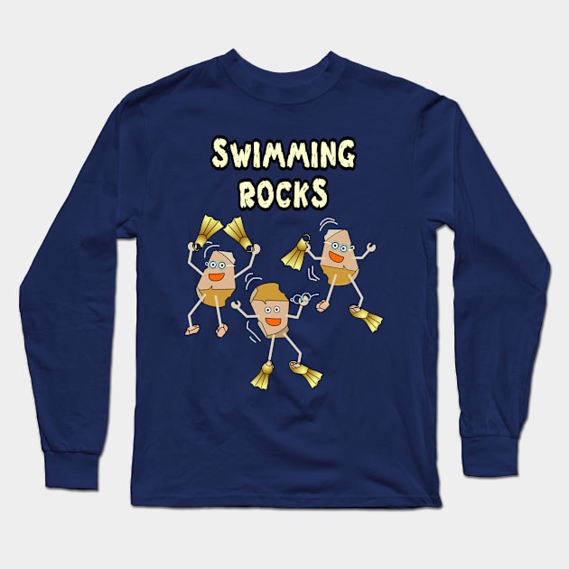 Swimming Rocks Text Long Sleeve T-Shirt by Barthol Graphics